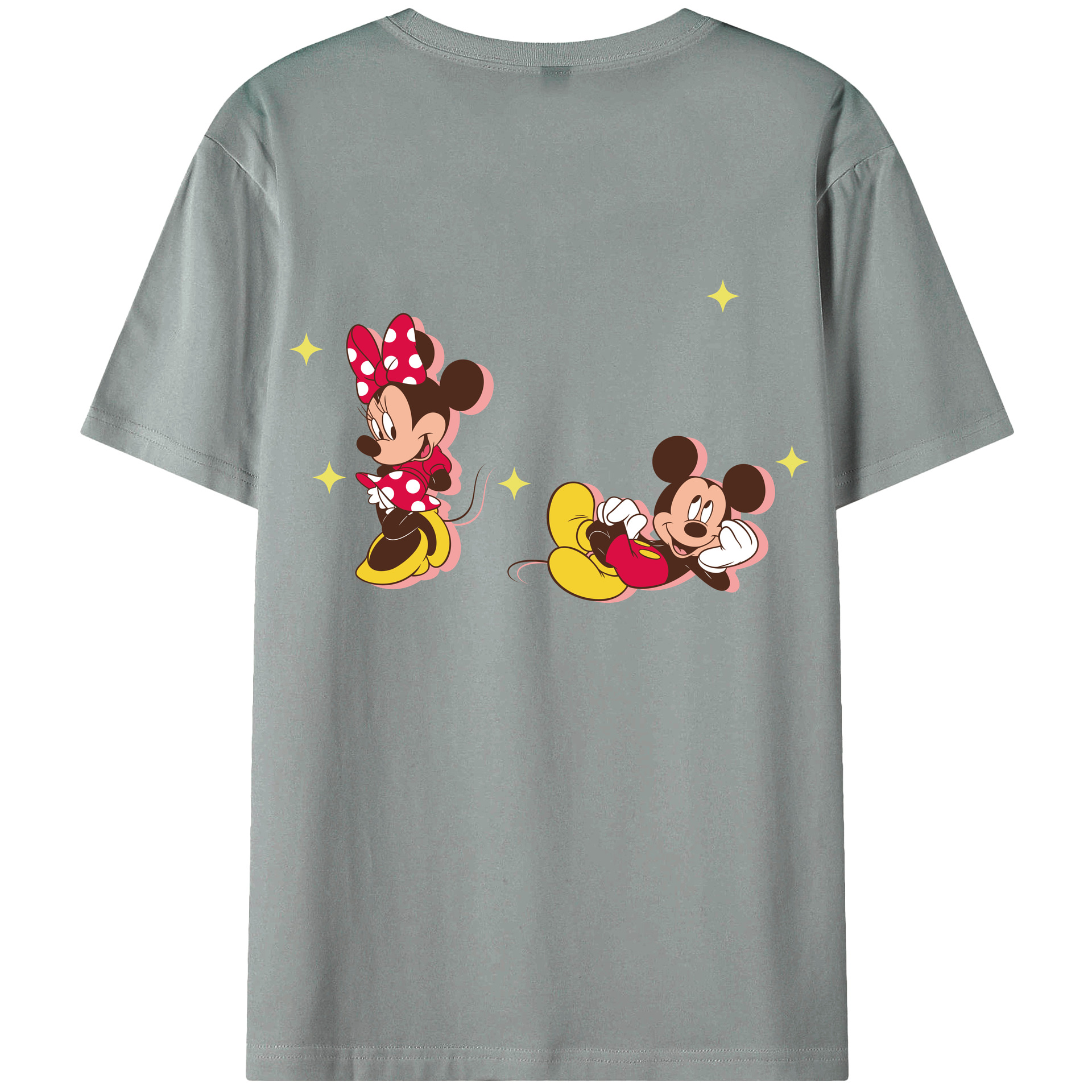 ミッキーマウス Mickey Mouse 綿100％ メンズ半袖Tシャツ（バックプリント） 通気性